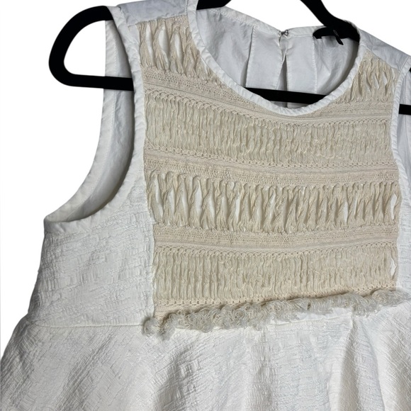 Tibi White Peplum Babydoll Sleeveless Boho Flowy Blouse Size 8 - Picture 6 of 12